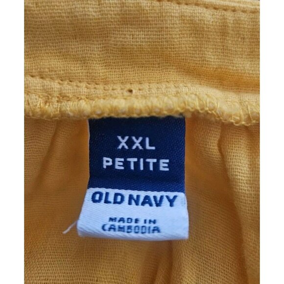 Old Navy Yellow Orange Gauze Dress XXL Petite Ruffled Maxi Flutter Slv Cotton - Picture 9 of 10